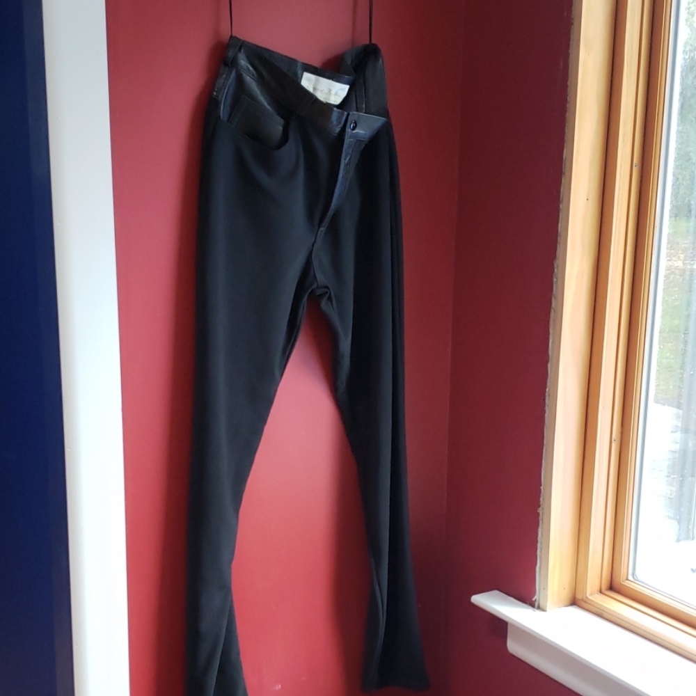 Leather accent pants